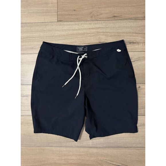 ABERCROMBIE & FITCH NAVY BLUE SWIM BOARD SHORTS Mens Size 36 Stretch Trunks - Picture 1 of 1